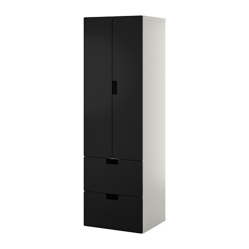 STUVA Storage combination w doors/drawers, white, black - 390.178.01