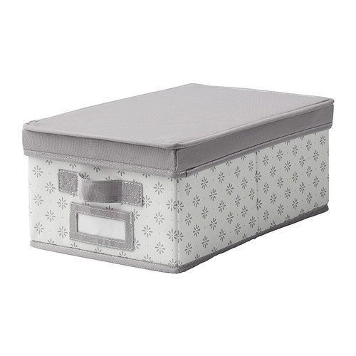 SVIRA Box with lid, gray, white flowers - 803.002.93