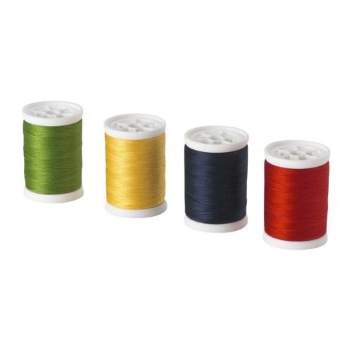 SY Sewing thread, red/dark blue, yellow/green - 401.734.14