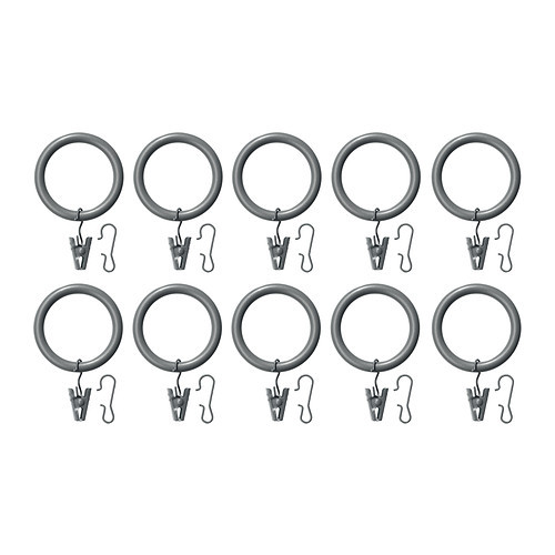 SYRLIG Curtain ring with clip and hook, silver color - 502.199.54