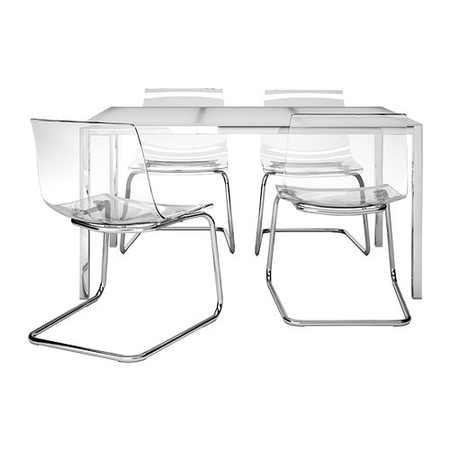 TORSBY /
TOBIAS Table and 4 chairs, glass white, clear - 199.321.48