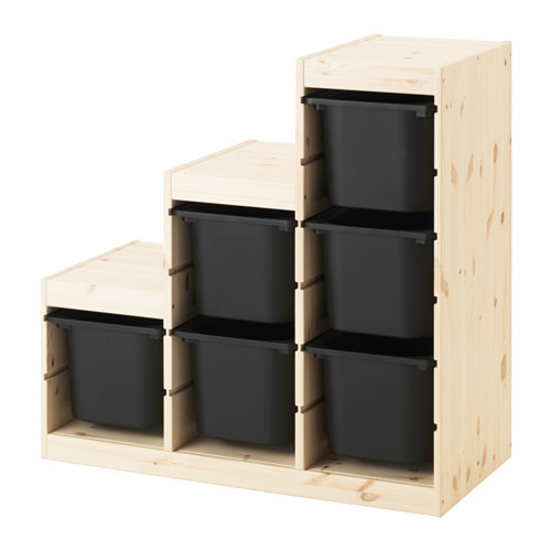 TROFAST Storage combination, pine, black - 491.021.44