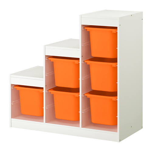 TROFAST Storage combination, white, orange - 591.289.35
