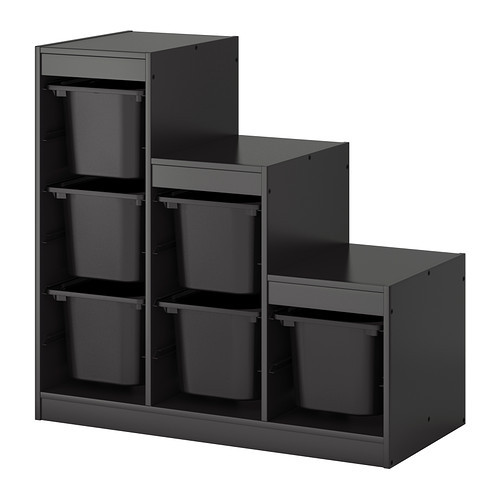 TROFAST Storage combination with boxes, black - 990.063.81