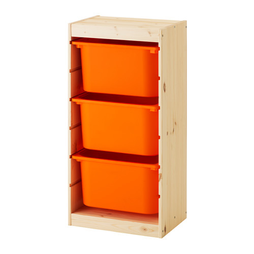 TROFAST Storage combination with boxes, pine, orange - 191.031.78
