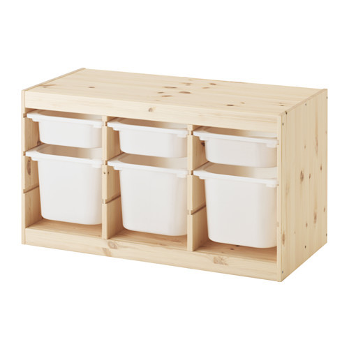 TROFAST Storage combination with boxes, pine white, white - 191.026.59