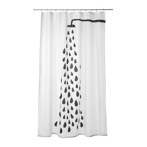 TVINGEN Shower curtain, white, black - 302.495.70