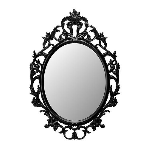 UNG DRILL Mirror, oval, black - 402.137.59
