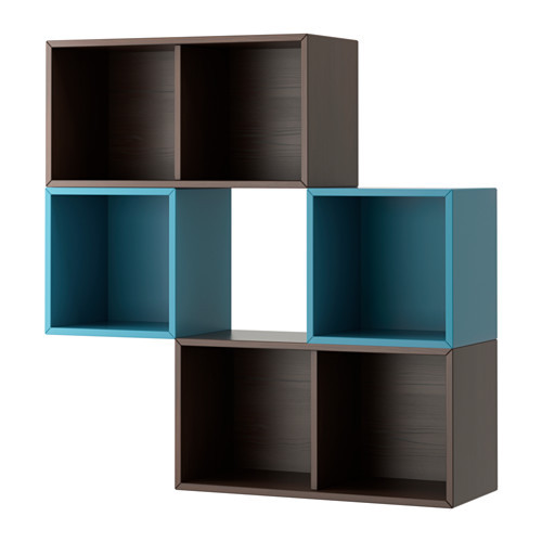 VALJE Wall cabinet, brown, blue-turquoise - 690.465.95