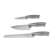 ÄNDLIG 3-piece knife set, light gray, white - 702.576.24