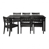 ÄNGSÖ Table+6 armchairs, outdoor, black-brown black stained black-brown stained - 399.293.38