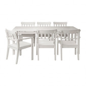 ÄNGSÖ Table+6 armchairs, outdoor, white stained white - 599.293.42