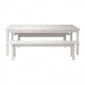 ÄNGSÖ Table+2 benches, outdoor, white stained white - 799.294.21
