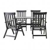 ÄNGSÖ Table + 4 reclining chairs, outdoor, black-brown black stained black-brown stained - 090.303.90