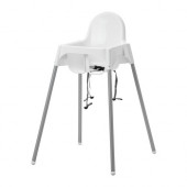 ANTILOP Highchair with safety belt, white, silver color - 790.461.42