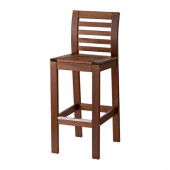 ÄPPLARÖ Bar stool with backrest, outdoor, brown stained - 702.880.36