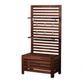 ÄPPLARÖ Bench w/panel and shelves, outdoor, brown stained brown - 298.979.79