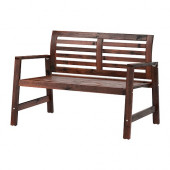 ÄPPLARÖ Bench with backrest, outdoor, brown stained brown - 802.085.29