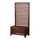 ÄPPLARÖ Bench with wall panel, outdoor, brown stained brown - 298.983.42
