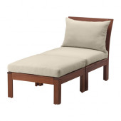 ÄPPLARÖ /
HÅLLÖ Chair with footstool, outdoor, brown stained, beige - 691.222.78