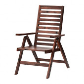 ÄPPLARÖ Reclining chair, outdoor, brown foldable brown stained brown - 702.085.39