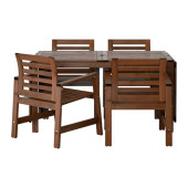 ÄPPLARÖ Table and 4 armchairs, outdoor, brown stained - 990.483.95