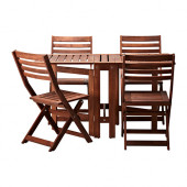 ÄPPLARÖ Table and 4 folding chairs, outdoor, brown stained brown - 398.984.45