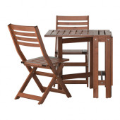 ÄPPLARÖ Table and 2 folding chairs, outdoor, brown stained - 090.539.23