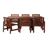 ÄPPLARÖ Table+6 armchairs, outdoor, brown stained brown - 398.984.74