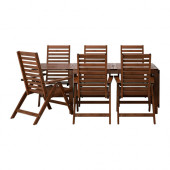 ÄPPLARÖ Table + 6 reclining chairs, outdoor, brown stained - 690.539.15