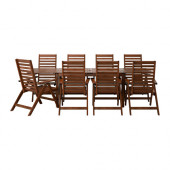 ÄPPLARÖ Table+8 reclining chairs, outdoor, brown stained - 690.539.82