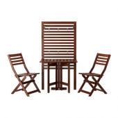 ÄPPLARÖ Wall panel, gateleg table & 2chairs, outdoor, brown stained - 890.883.20