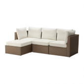 ARHOLMA Sofa with footstool, outdoor, brown, beige - 298.937.59