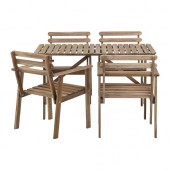 ASKHOLMEN Table and 4 armchairs, outdoor, gray-brown stained gray-brown - 502.280.10