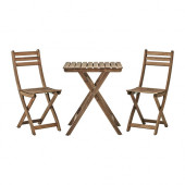ASKHOLMEN Table+2 chairs, outdoor, gray, brown stained - 299.300.59