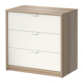 ASKVOLL 3-drawer chest, white stained oak effect, white - 202.708.02