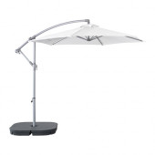 BAGGÖN /
SVARTÖ Hanging umbrella with base, white, dark gray - 090.484.32