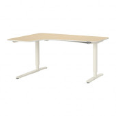 BEKANT Corner desk left sit/stand, birch veneer, white - 490.222.65