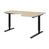 BEKANT Corner desk right sit/stand, birch veneer, black - 290.224.88