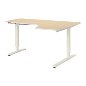 BEKANT Corner desk right sit/stand, birch veneer, white - 890.224.90