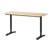 BEKANT Desk, birch veneer, black - 590.063.40