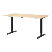 BEKANT Desk sit/stand, birch veneer, black - 490.225.24