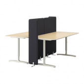 BEKANT Desk with screen, birch veneer, white - 990.470.51