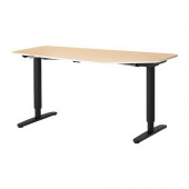 BEKANT 5-sided desk, sit/stand, birch veneer, black - 890.220.27
