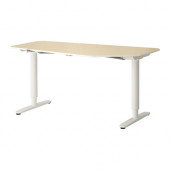 BEKANT 5-sided desk, sit/stand, birch veneer, white - 090.220.31