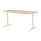 BEKANT 5-sided desk, birch veneer, white - 990.063.62