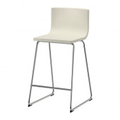 BERNHARD Bar stool with backrest, chrome plated, Kavat white - 802.726.62