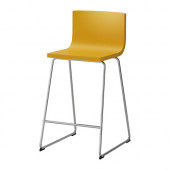 BERNHARD Bar stool with backrest, chrome plated, Kavat dark yellow - 602.726.63