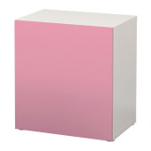 BESTÅ Shelf unit with door, white, Lappviken pink - 090.469.04