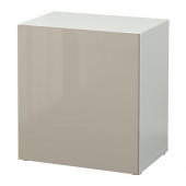 BESTÅ Shelf unit with door, white, Selsviken high-gloss/beige - 990.469.09